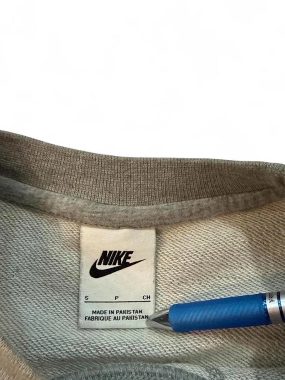 Nike Gray Crewneck Sweatshirt with Blue 'Nike Athletic Club' Logo and Red Swoosh